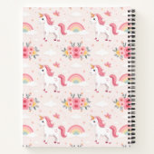 夢のユニコーン，虹，花，かわいい ノートブック (裏面)