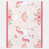 夢のユニコーン，虹，花，かわいい フリースブランケット (正面)