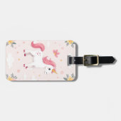 夢のユニコーン，虹，花，かわいい ラゲッジタグ (正面横)