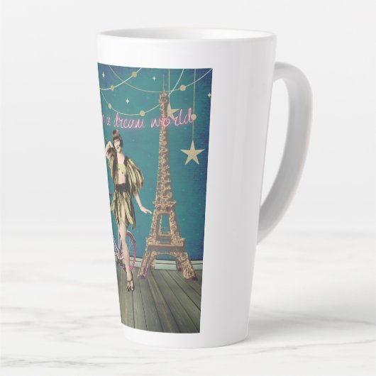 夢の世界で生きファンキー続ける カフェラテマグ (右アングル)