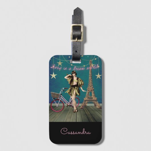 夢の世界で生きファンキー続ける ラゲッジタグ (正面縦)