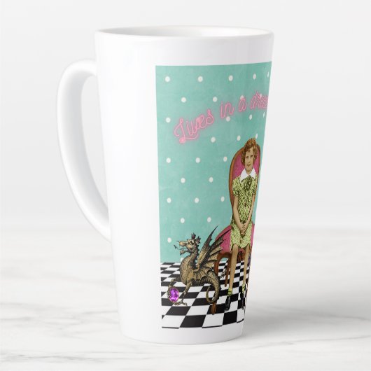 夢の世界のヴィンテージに住ファンキーむ カフェラテマグ (左アングル)