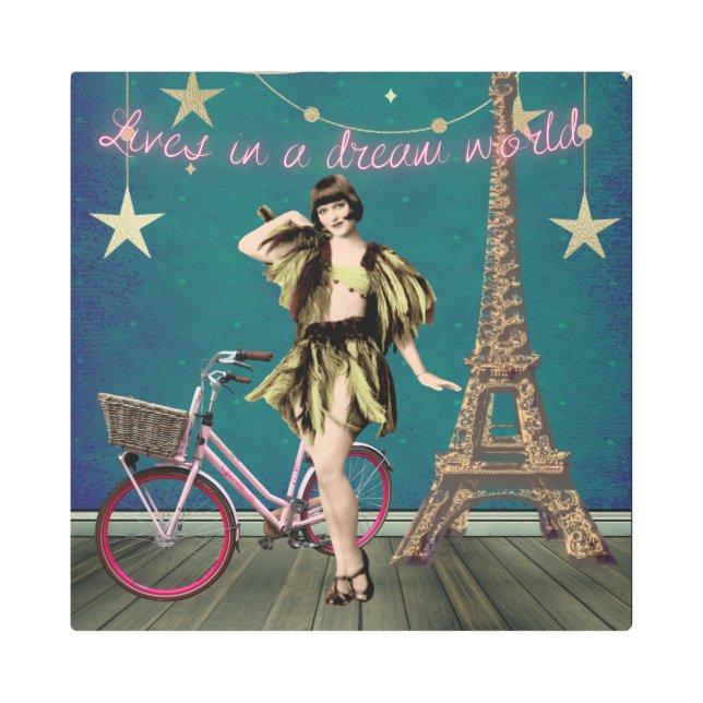 夢の世界の金属のプリントファンキーに住む メタルプリント (正面)