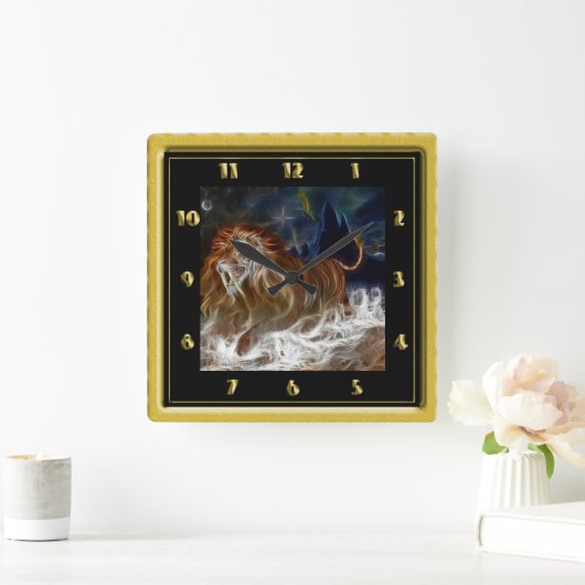 夢の中のライオン スクエア壁時計 (ホーム)