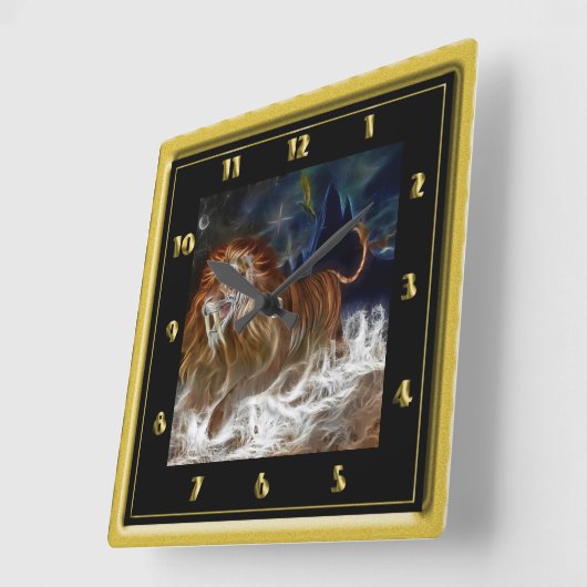 夢の中のライオン スクエア壁時計 (傾斜)