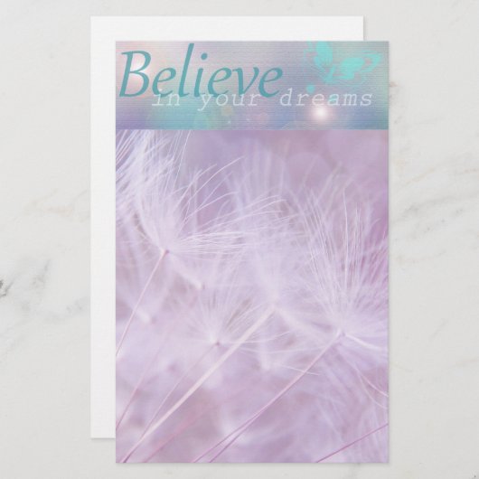 夢の信じ中の文房具パープルティール（緑がかった色） 便箋 (正面/裏面)