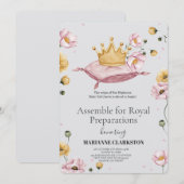 夢の城でのロイヤルベビーシャワー 招待状 (正面/裏面)