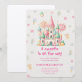 夢の城でのロイヤルベビーシャワー 招待状 (正面/裏面)