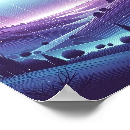 夢の夜の風景 – Moonlit Hills and Fallin ポスター (角)