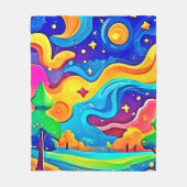 夢の夜：星空の風景 フリースブランケット (正面)