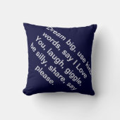 夢の大きい、親切な単語を、言いますI愛をの笑い使用します。 クッション (正面)