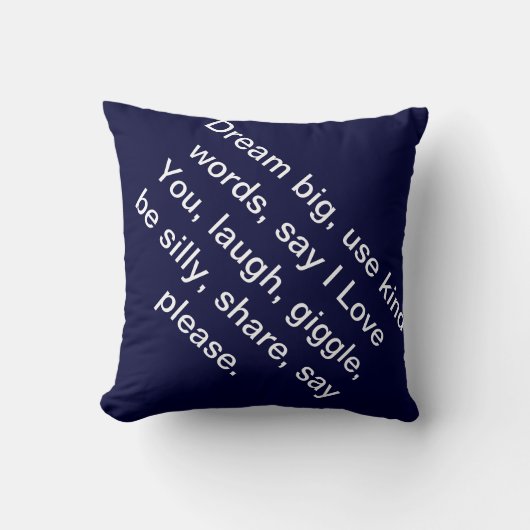夢の大きい、親切な単語を、言いますI愛をの笑い使用します。 クッション (正面)