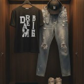 夢の大きい |黒感動的引用文 Tシャツ