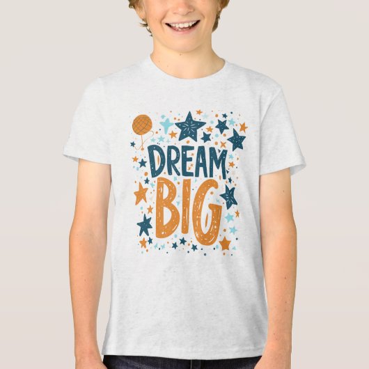 夢の大き感動的な子供のTシャツ(星あり) トライブレンドTシャツ (正面)