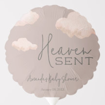 夢の天国送信スカイをテーマにしたベージュベイビーシャワー