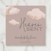 夢の天国送信スカイをテーマにしたベージュベイビーシャワー フェイバータグ (正面)