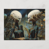 夢の失った世界のエイリアン風景の宇宙飛行士 ポストカード (正面)