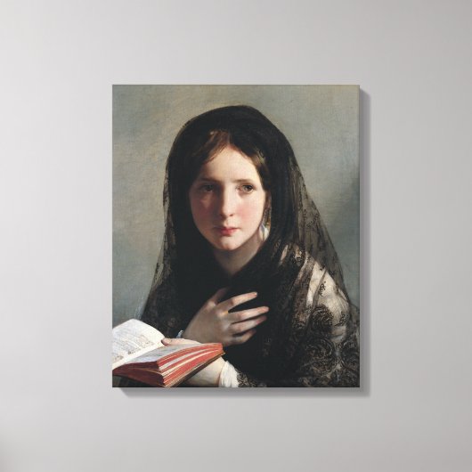 夢の失った中の読若い女性 キャンバスプリント (正面)