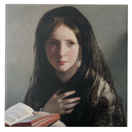 夢の失った中の読若い女性 タイル