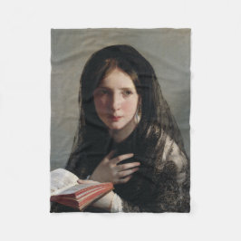 夢の失った中の読若い女性 フリースブランケット