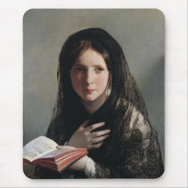 夢の失った中の読若い女性 マウスパッド