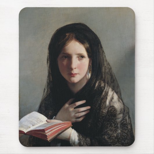 夢の失った中の読若い女性 マウスパッド (正面)