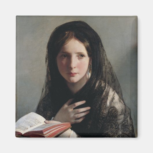 夢の失った中の読若い女性 マグネット (正面)