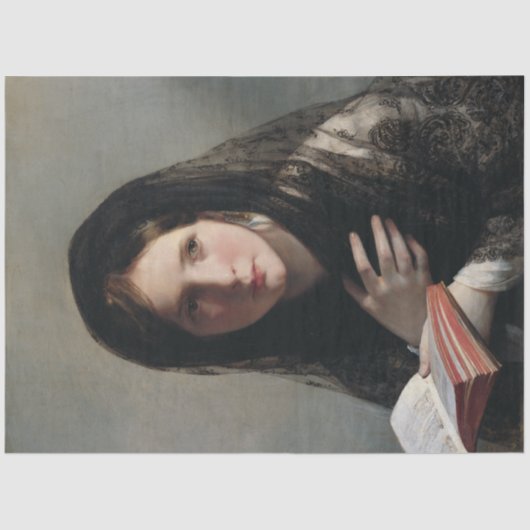 夢の失った中の読若い女性 薄葉紙 (正面)