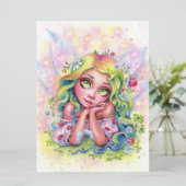 夢の妖精かわいい妖精の女の子ファンタジーフラワーアートカード (スタンド正面)