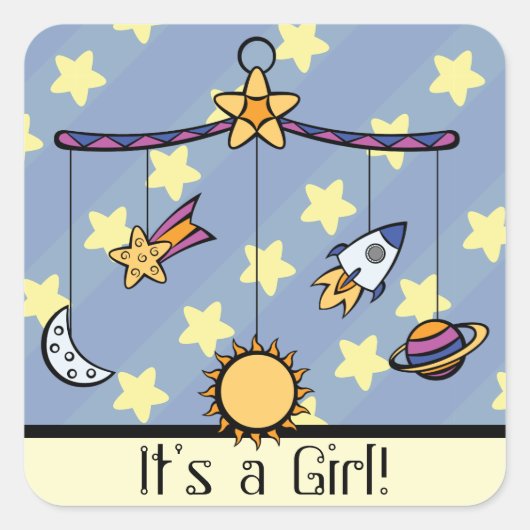 夢の宇宙モバイル発表ステッカー スクエアシール (正面)