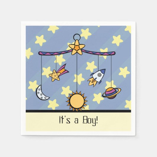 夢の宇宙モバイル赤ちゃんシャワーナプキンス スタンダードカクテルナプキン (正面)