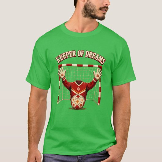 夢の守護者 サッカー ゴールキーパー デザイン Tシャツ (正面)