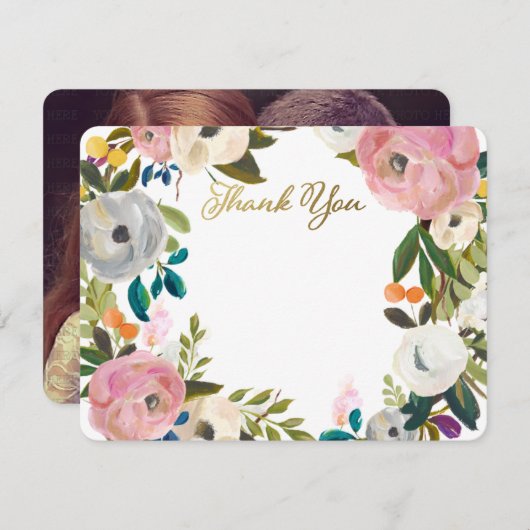 夢の庭のフローラ結婚の感謝の気持ち サンキューカード (正面/裏面)