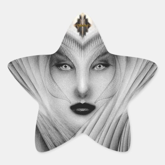 夢の庭の石のバスト 星シール (正面)