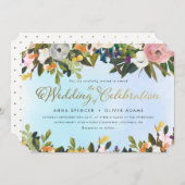 夢の庭の花柄の結婚式招待状 招待状 (正面/裏面)