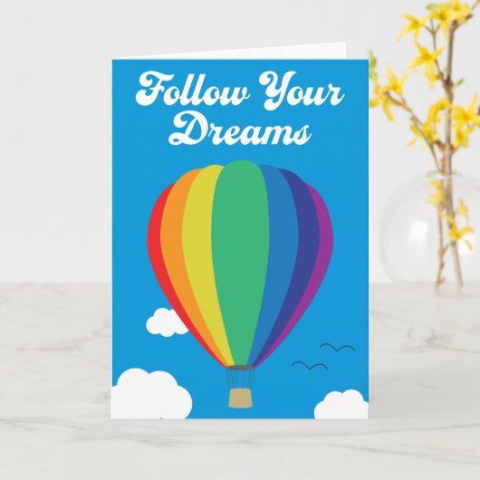 夢の後を追熱気球グリーティングカード カード (黄色い花)