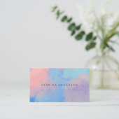 夢の抽象芸術の水彩雲(青とピンク) 名刺 (スタンド正面)