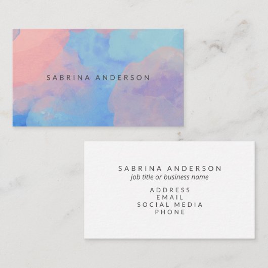 夢の抽象芸術の水彩雲（青とピンク） 名刺 (正面/裏面)