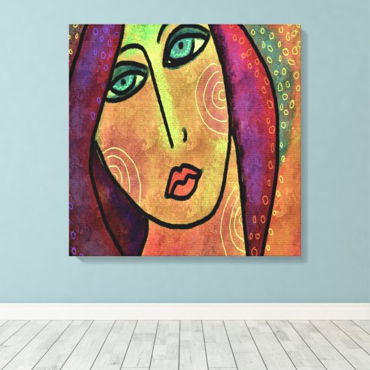 夢の抽象芸術デジタルポートレートの女性 キャンバスプリント (インサイチュ (ウッドフロア))