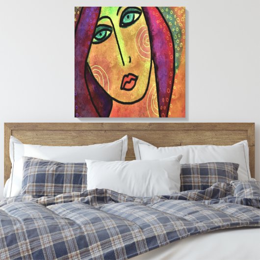 夢の抽象芸術デジタルポートレートの女性 キャンバスプリント (インサイチュ (寝室))