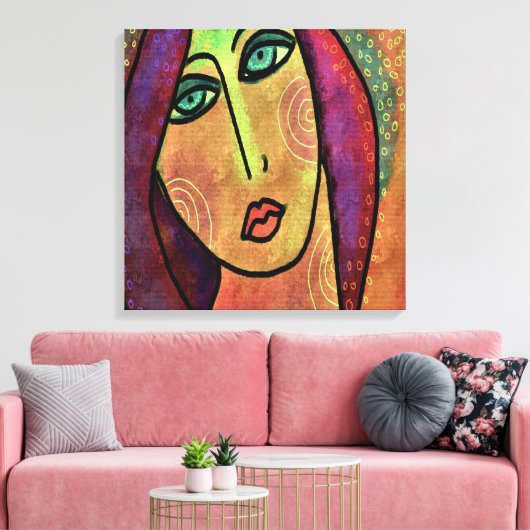 夢の抽象芸術デジタルポートレートの女性 キャンバスプリント (インサイチュ (リビング))