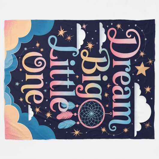 夢の星と雲の夢ビッグリトルワン フリースブランケット (正面(横))