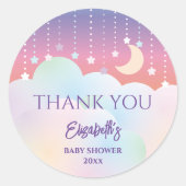 夢の月と星の赤ちゃんシャワーありがとう ラウンドシール (正面)