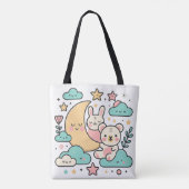 夢の月のうさぎとくまのトートバッグ トートバッグ (裏面)