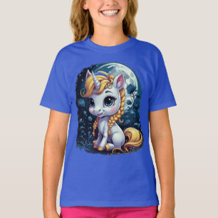 夢の月の一角甘い小さな一角獣 Tシャツ