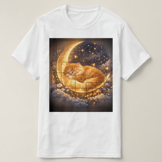 夢の月猫Tシャツ | かわいい眠り猫Tシャツ Tシャツ (デザイン正面)