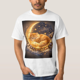 夢の月猫Tシャツ | かわいい眠り猫Tシャツ Tシャツ