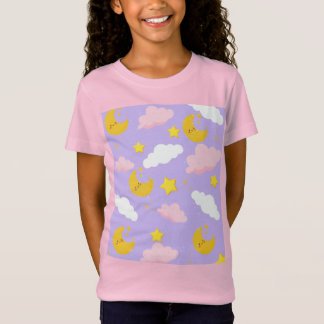 夢の月雲と星の夜空Tシャツ Tシャツ