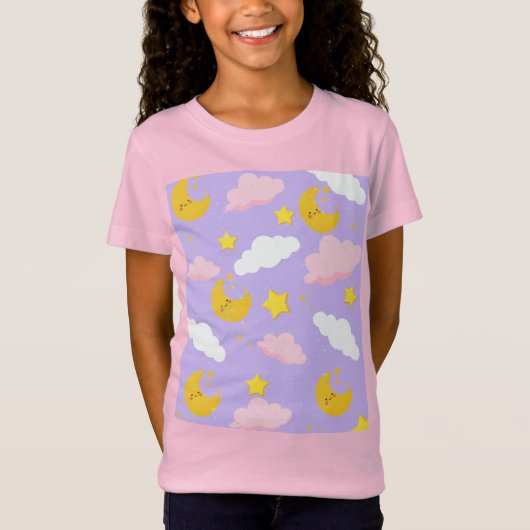 夢の月雲と星の夜空Tシャツ Tシャツ (正面)