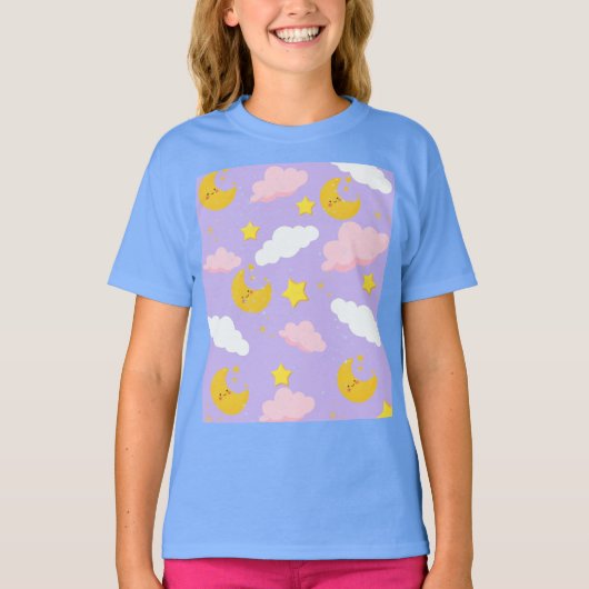 夢の月雲と星の夜空Tシャツ Tシャツ (正面)